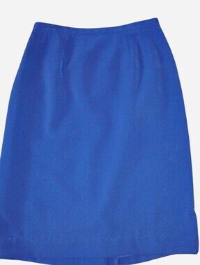Vintage Royal Blue Pencil Skirt - Size 6P (Petite), Fully Lined Midi/Knee Length